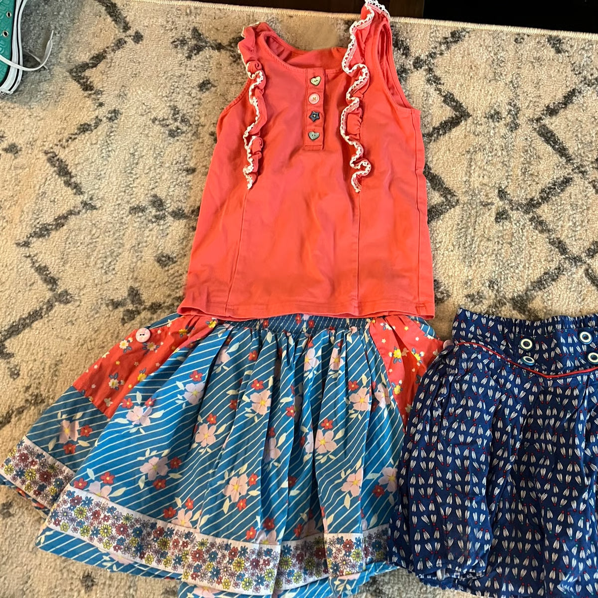 Pink coral top floral skirt girls summer clothes preorder