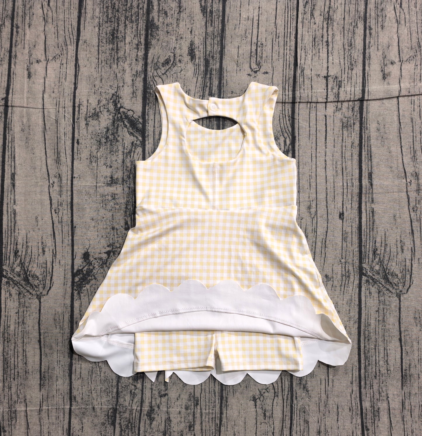 Yellow plaid color girls yoga dress preorder