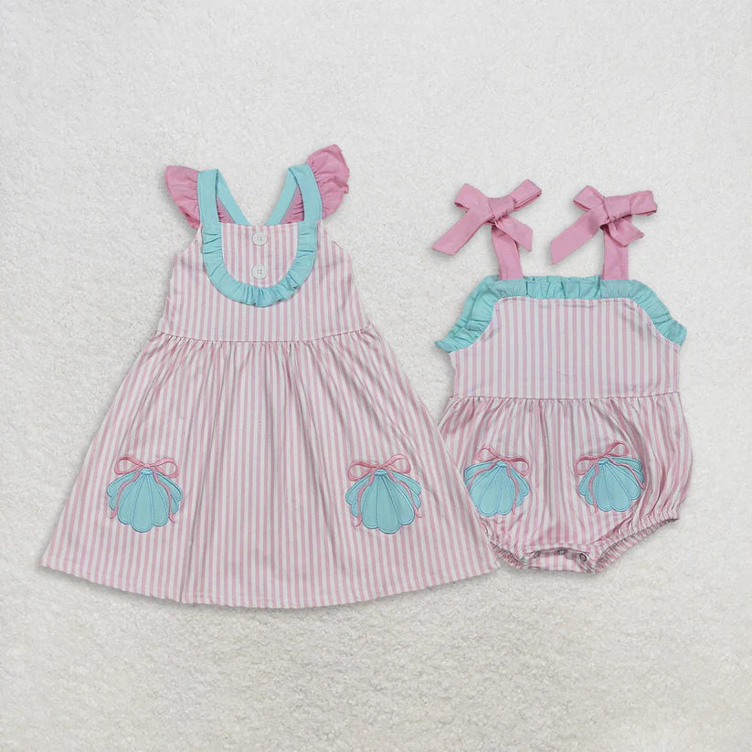 Toddle girls embroidery scallop design summer dress