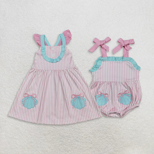 Toddle girls embroidery scallop design summer dress