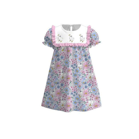 Goose floral design baby girls short sleeve dress preorder