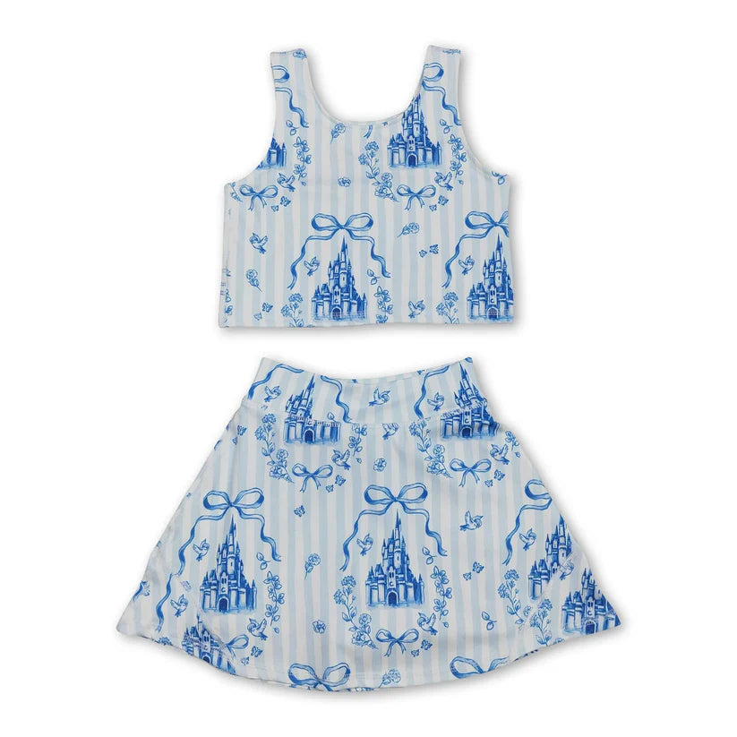 Blue castle girls summer active yoga dress