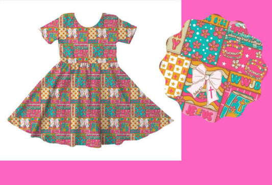Easter cross design baby girls  dress preorder