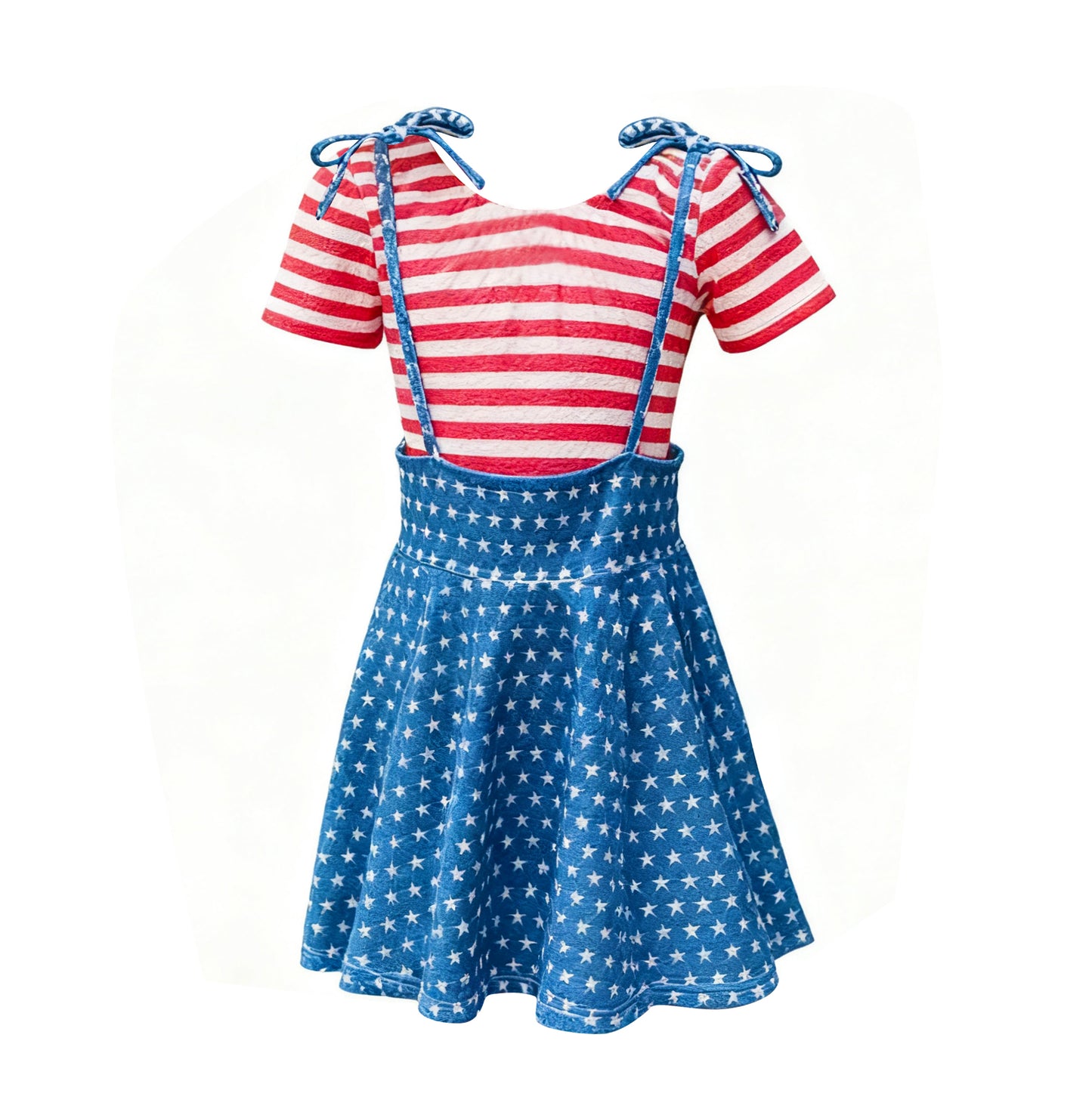 Red stripes shirt matching star skirt baby girls 2pcs july 4th outfit preorder