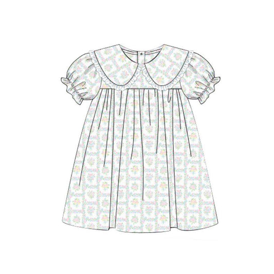 Flowers design baby girls short sleeve dress preorder
