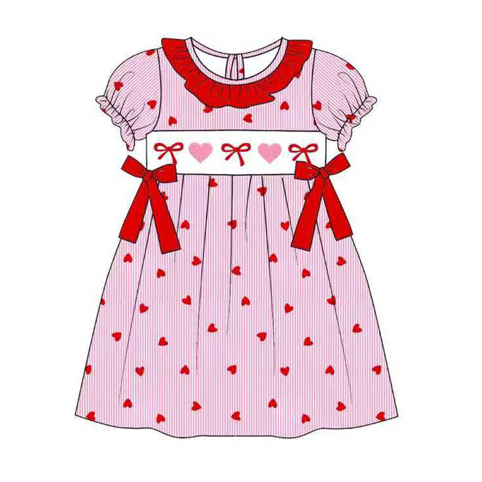 Valentines heart bow design baby girls summer dress preorder