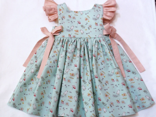 Floral bird print baby girls summer dress preorder