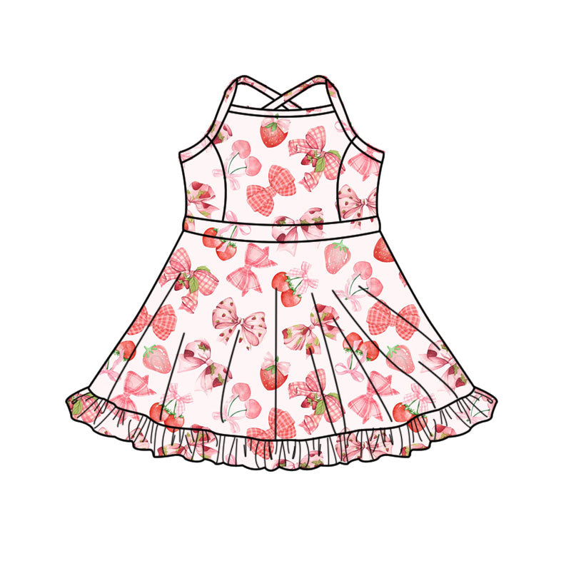 Colorful bow fruit print baby girls yoga dress preorder