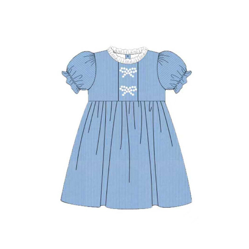 Blue stripes print baby girls dress preorder
