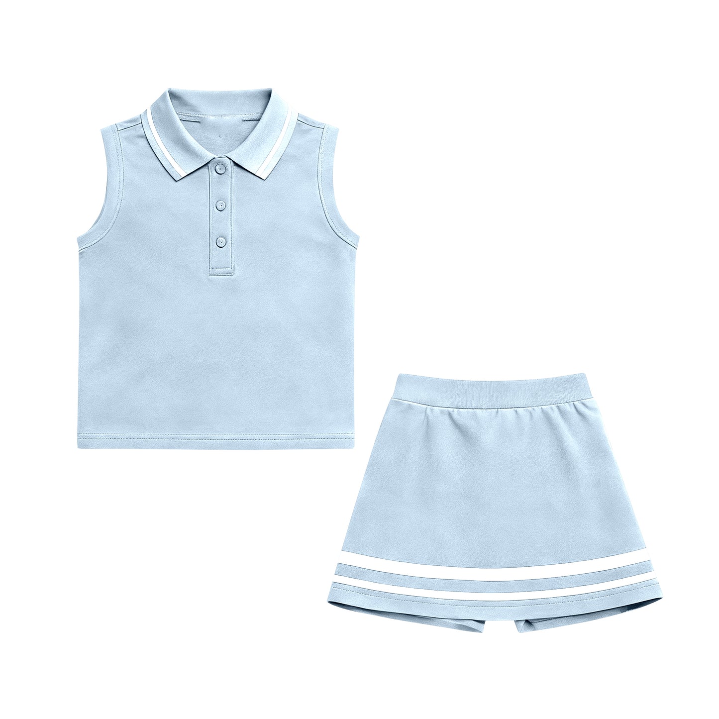 Blue yoga top matching skirt girls summer active wear outfit preorder