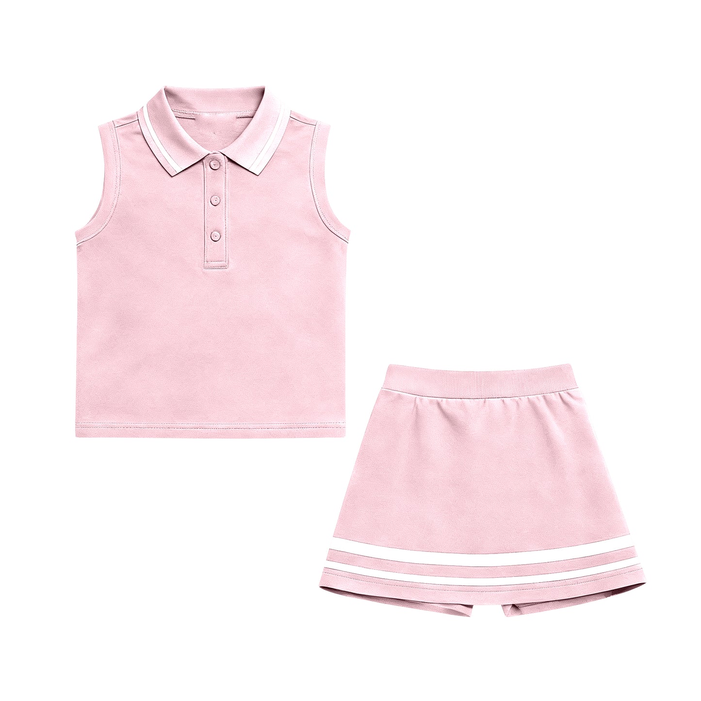 Pink yoga top matching skirt girls summer active wear outfit preorder