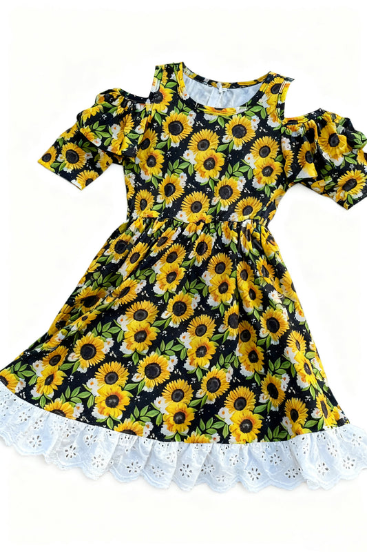 Sunflowers print baby girls summer dress preorder