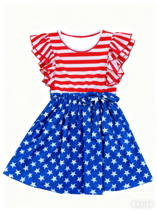 July 4th  print baby girls summer dress preorder