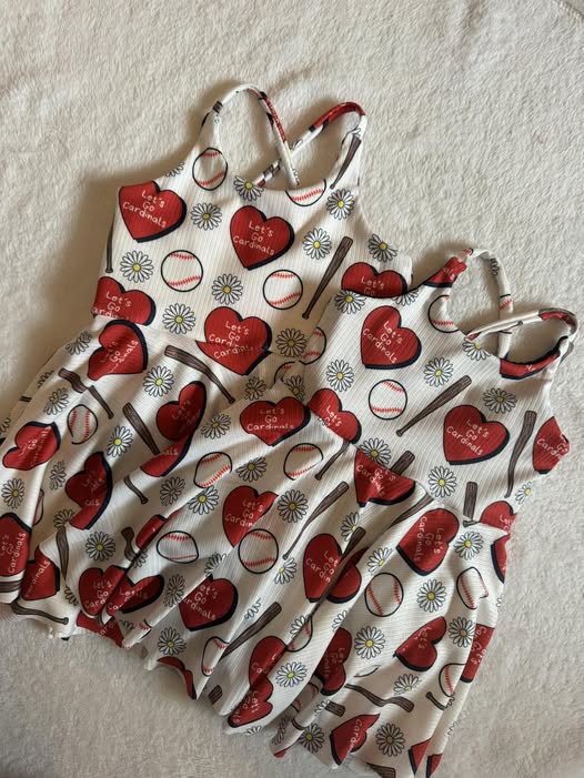 Valentines heart print baby girls yoga dress preorder