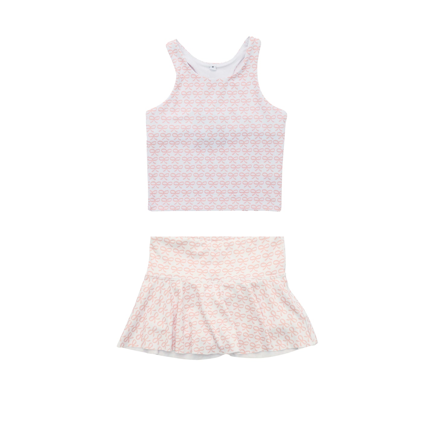 Pink bow tank top matching skirts girls clothes preorder