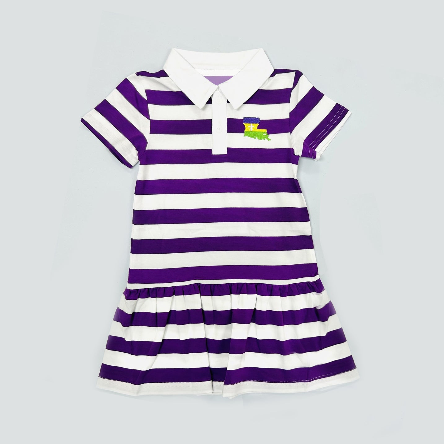Mardi Gras girls short sleeve dress preorder