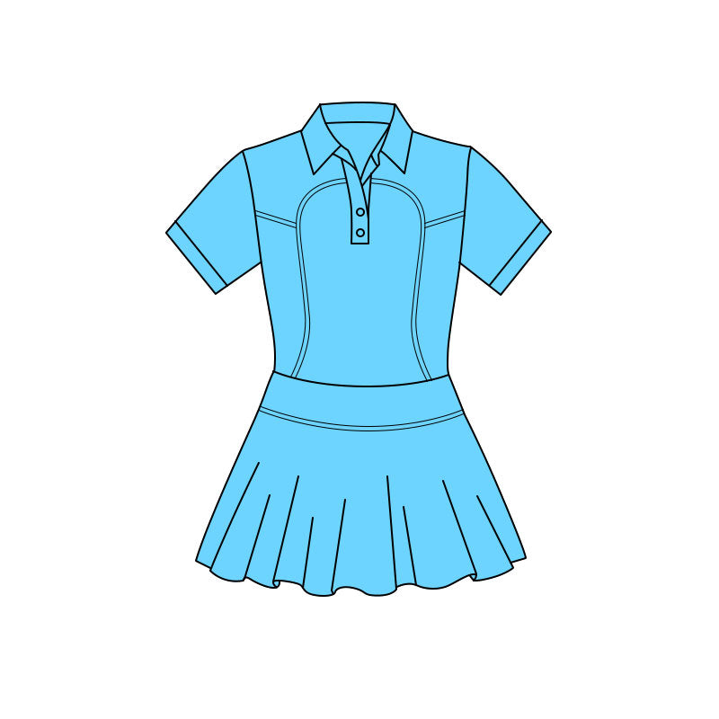Blue color baby girls short sleeve polo design yoga dress preorder