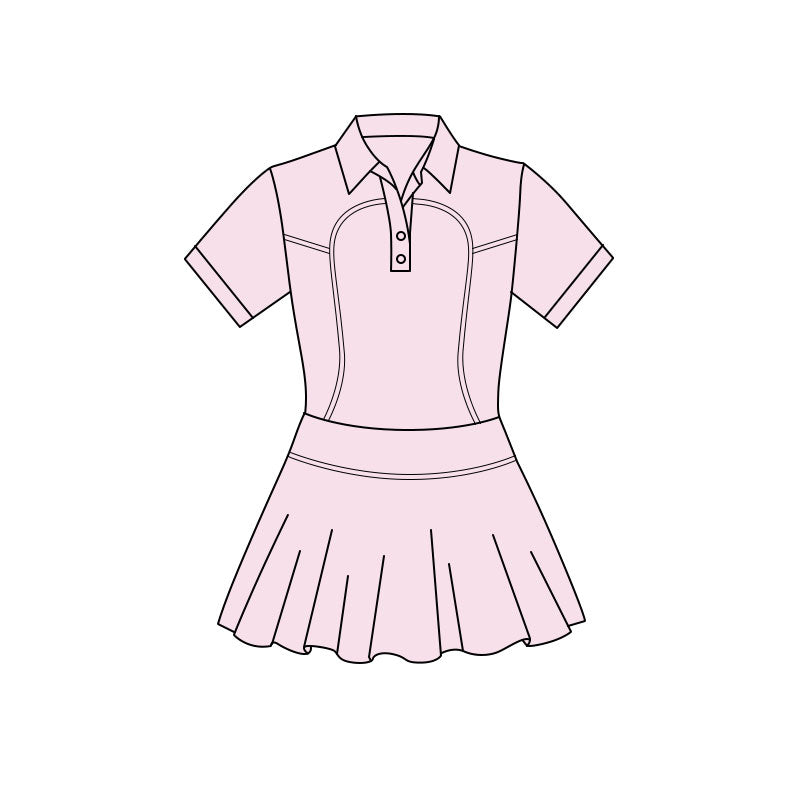 Pink color baby girls short sleeve polo design yoga dress preorder