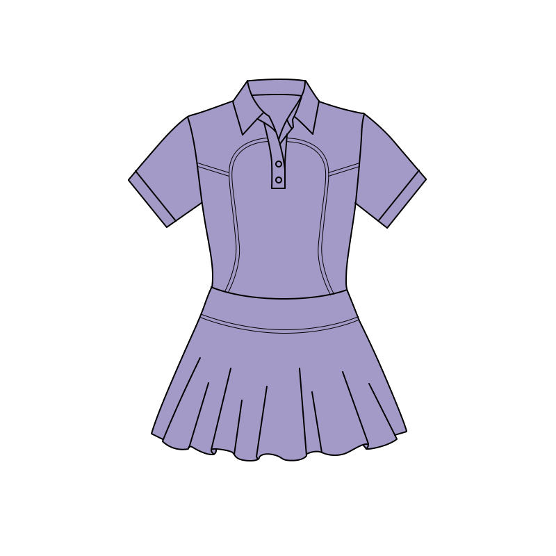 Lavender color baby girls short sleeve polo design yoga dress preorder