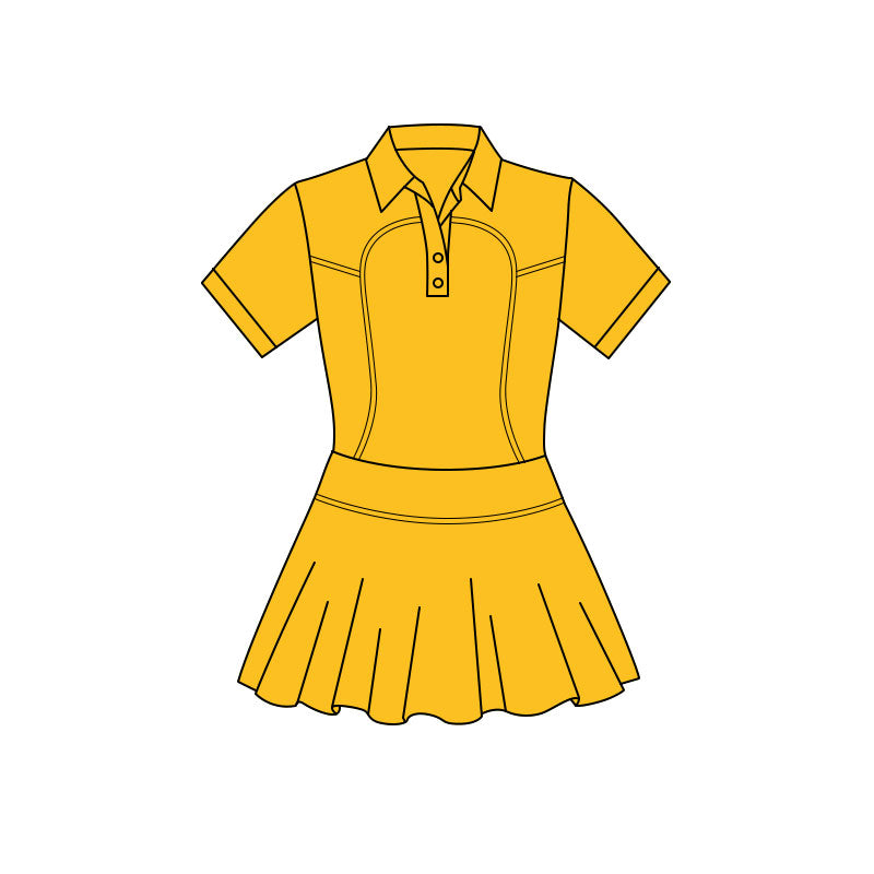 Golden color baby girls short sleeve polo design yoga dress preorder