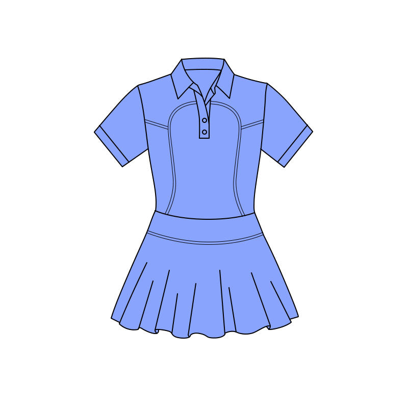 Blue color baby girls short sleeve polo design yoga dress preorder
