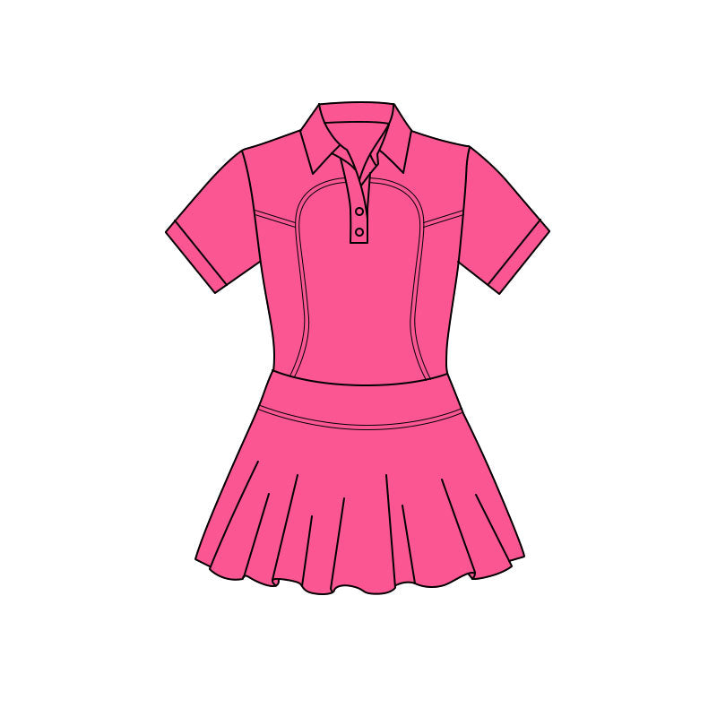 Hot pink color baby girls short sleeve polo design yoga dress preorder