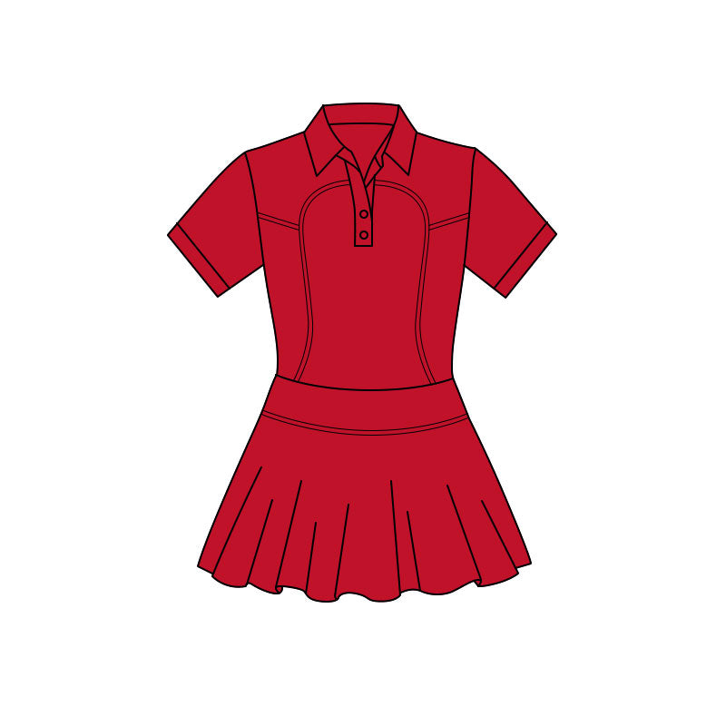 Red color baby girls short sleeve polo design yoga dress preorder