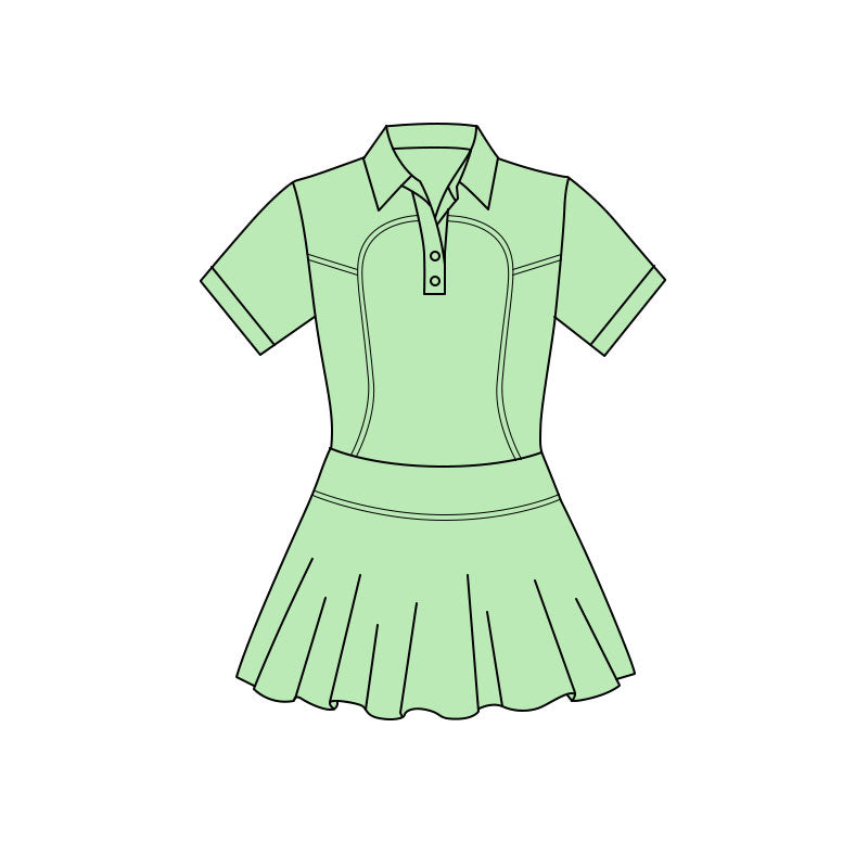 Lime green color baby girls short sleeve polo design yoga dress preorder