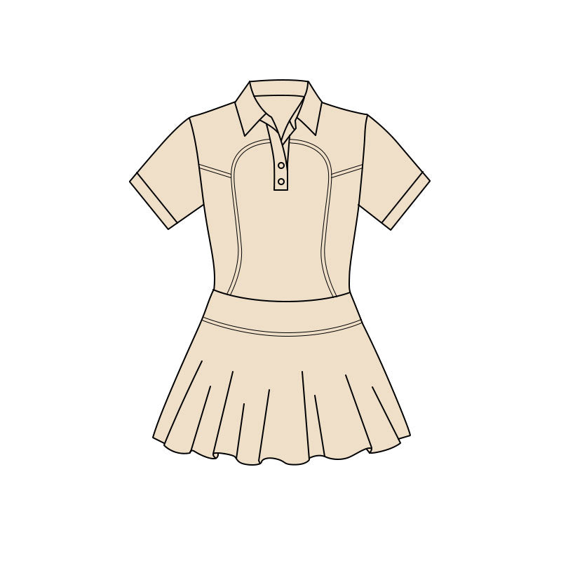 Khaki color baby girls short sleeve polo design yoga dress preorder