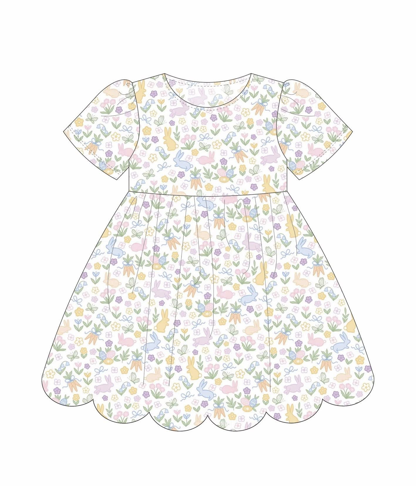 Easter bunny floral girls short sleeve dress preorder