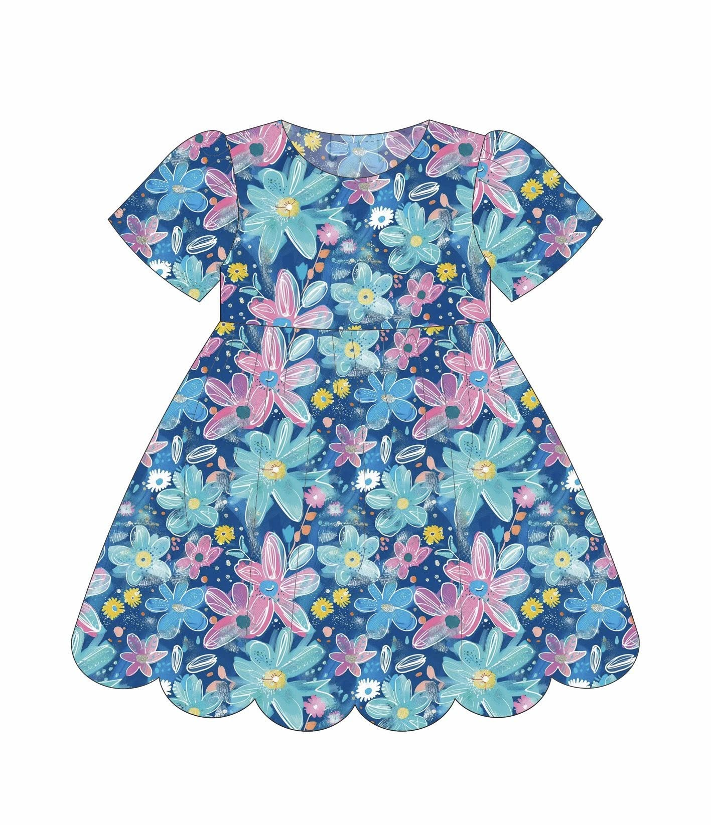 Flowers print girls short sleeve dress preorder