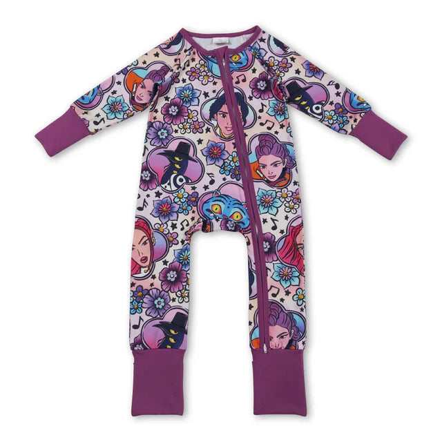 Cartoon floral design girls long sleeve dress