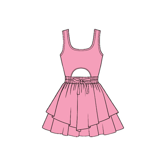 Dark pink color baby girls summer yoga dress preorder