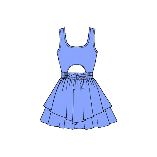 Dark blue color baby girls summer yoga dress preorder