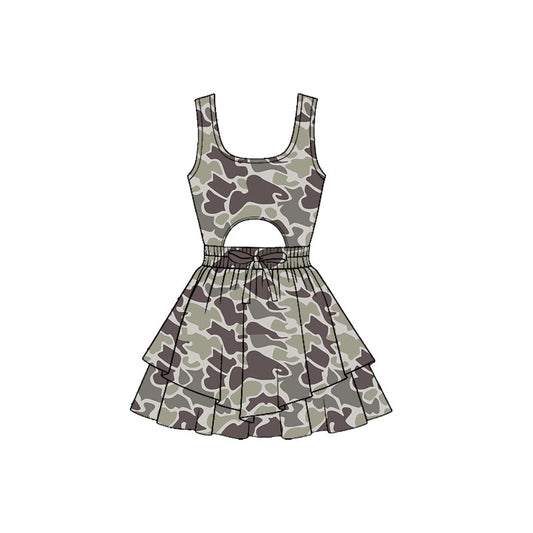 Dark grey camo baby girls summer yoga dress preorder