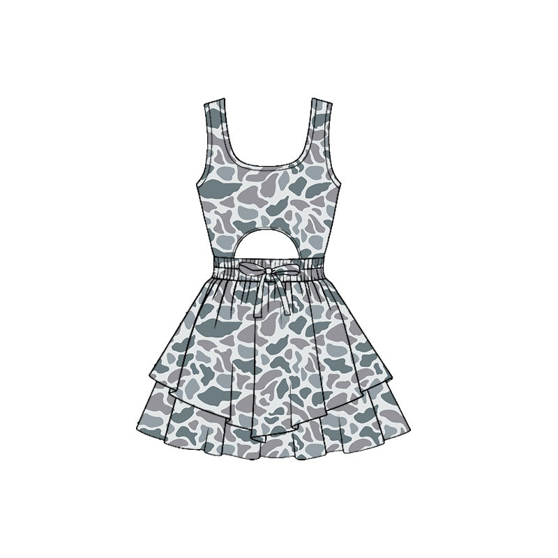 Light grey camo baby girls summer yoga dress preorder