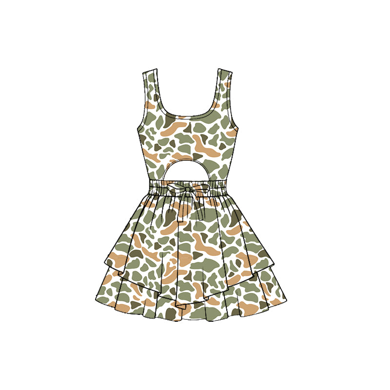 Light green camo baby girls summer yoga dress preorder
