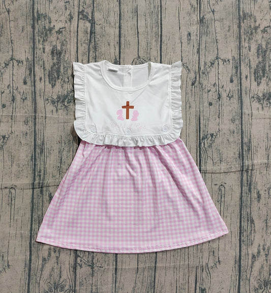 Easter cross embroidery design girls summer dress preorder