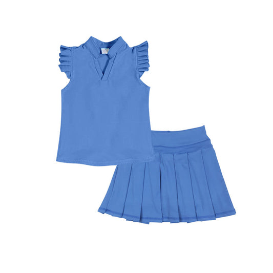 Dark blue yoga tank top matching skirt girls summer active wear outfit preorder