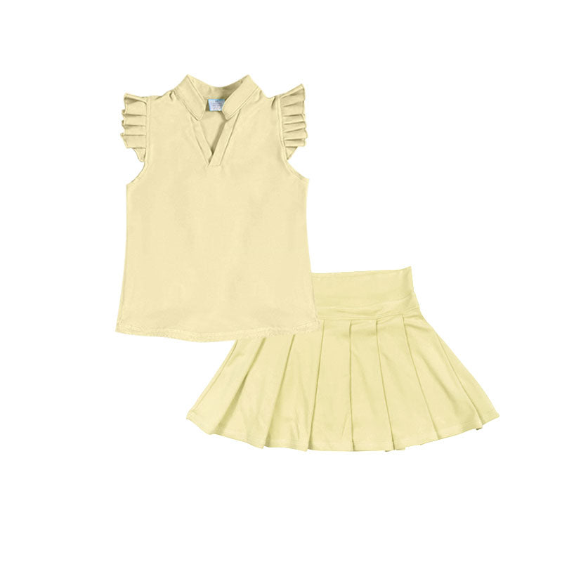 Yellow yoga tank top matching skirt girls summer active wear outfit preorder