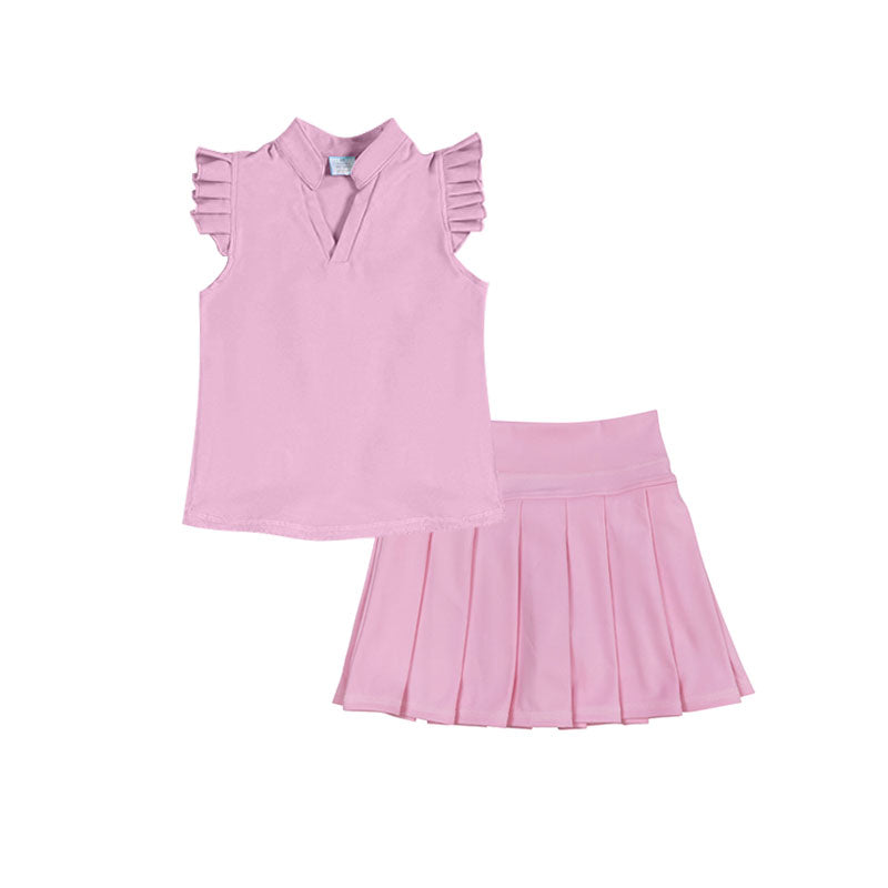 Pink yoga tank top matching skirt girls summer active wear outfit preorder