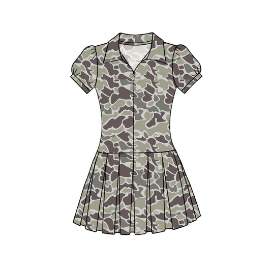 Dark grey camo baby girls summer yoga polo dress preorder