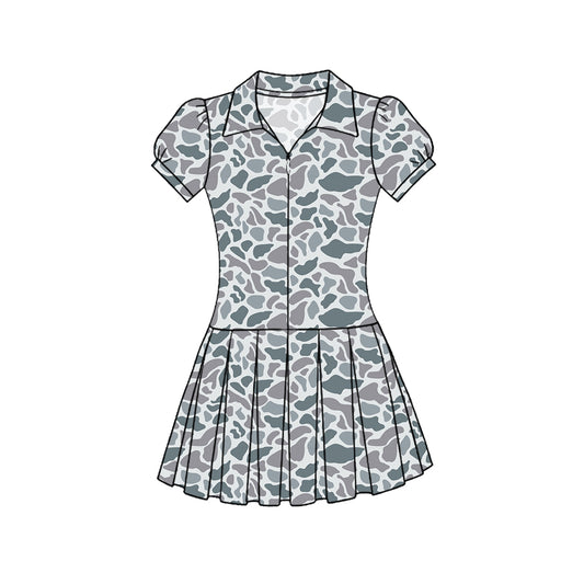 Grey camo print baby girls summer yoga polo dress preorder