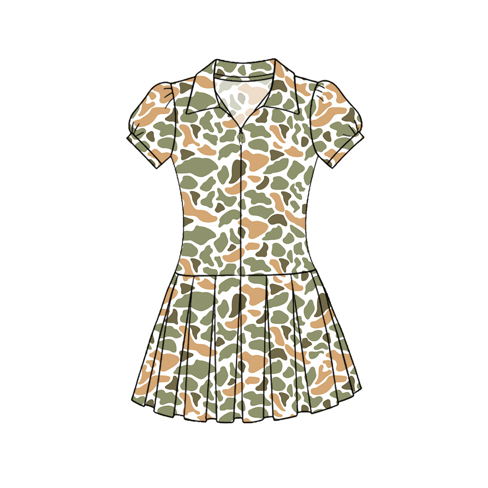 Green orange camo baby girls summer yoga polo dress preorder
