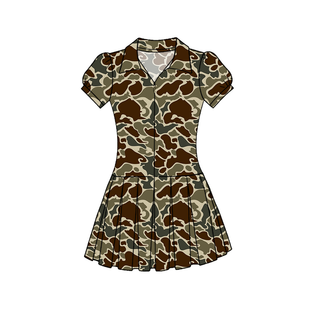 Dark brown camo baby girls summer yoga polo dress preorder