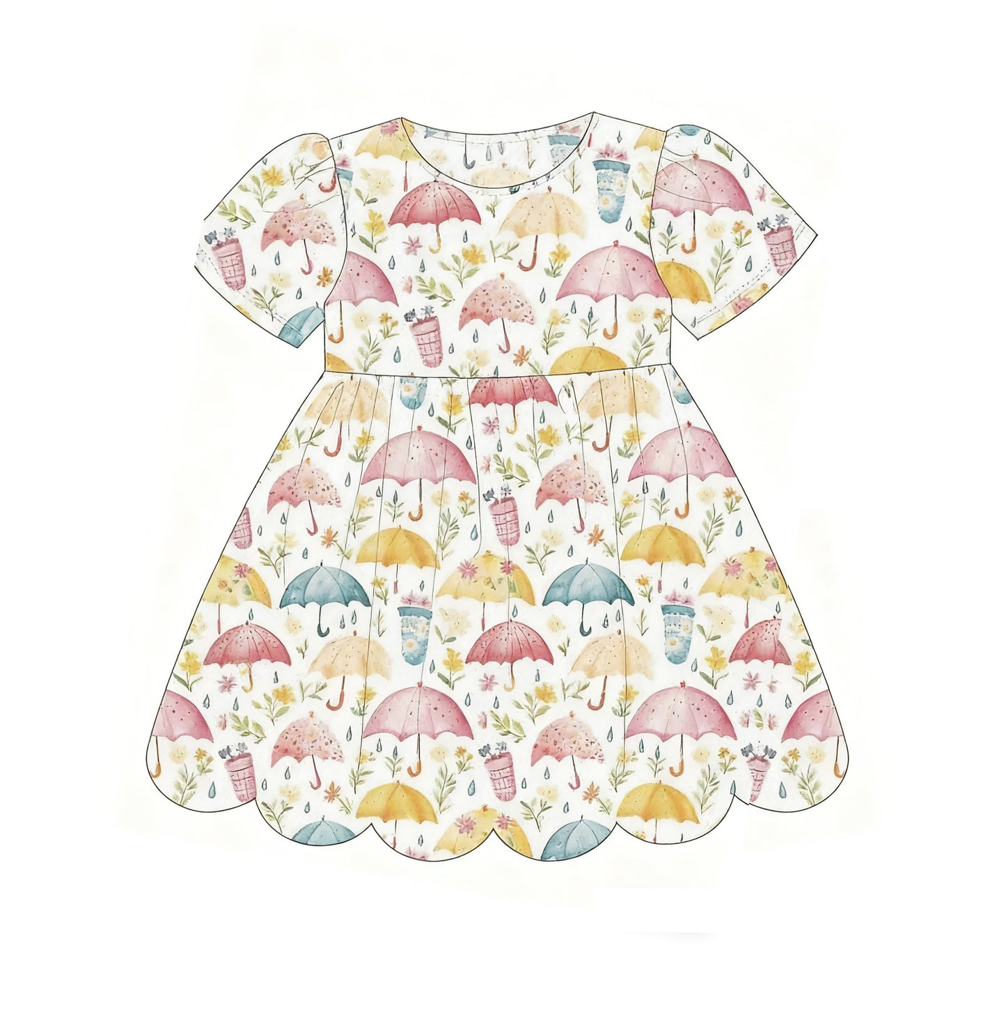 Umbrella print girls holiday dress preorder