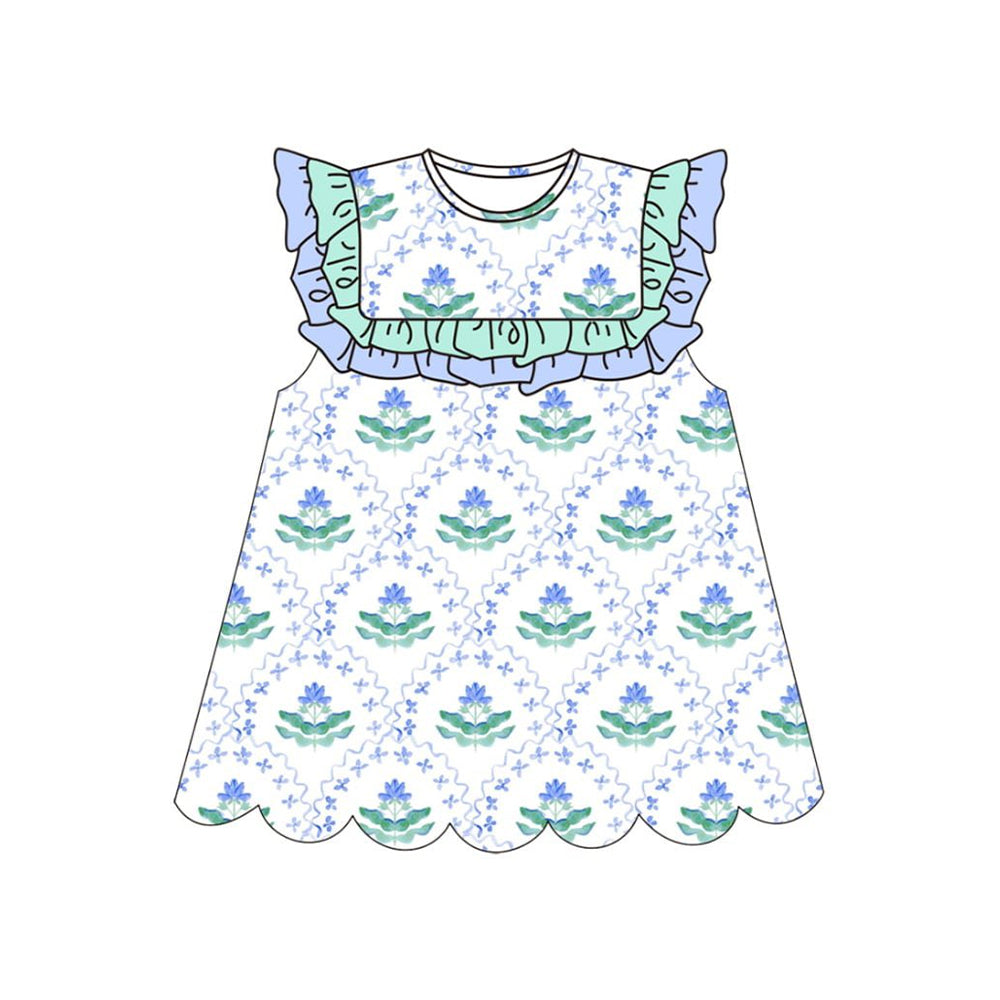 Blue flowers design girls summer dress preorder