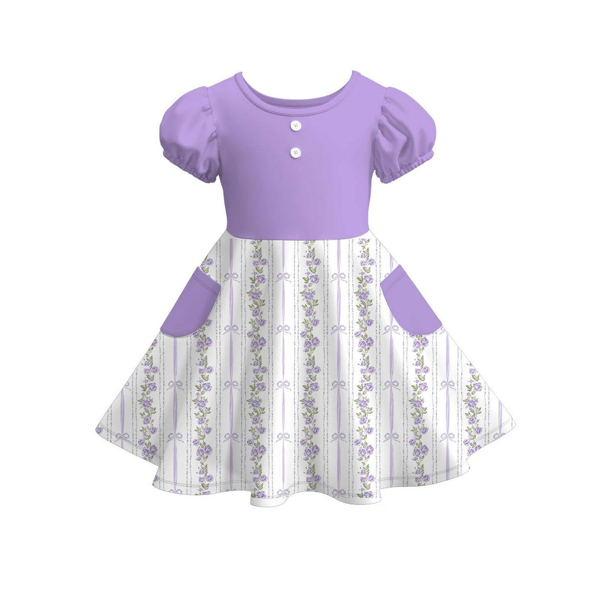 Lavender floral design girls summer dress preorder