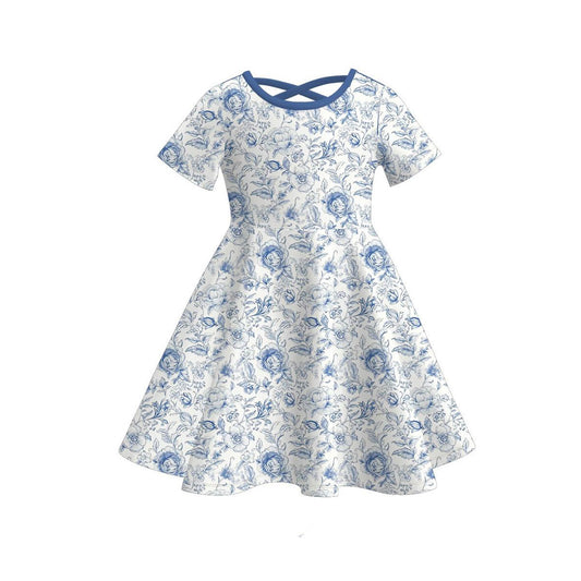 Dark Blue floral design girls summer dress preorder