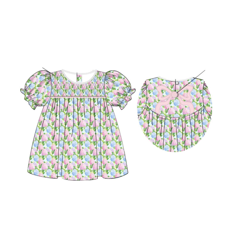 Pink blue floral design girls summer dress preorder